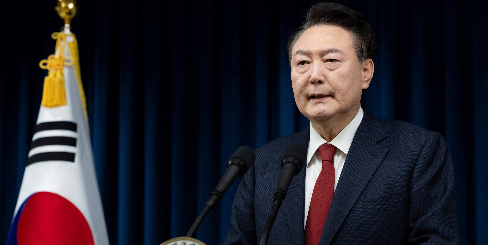 South Korean President Yoon Suk Yeol delivers an address to the nation