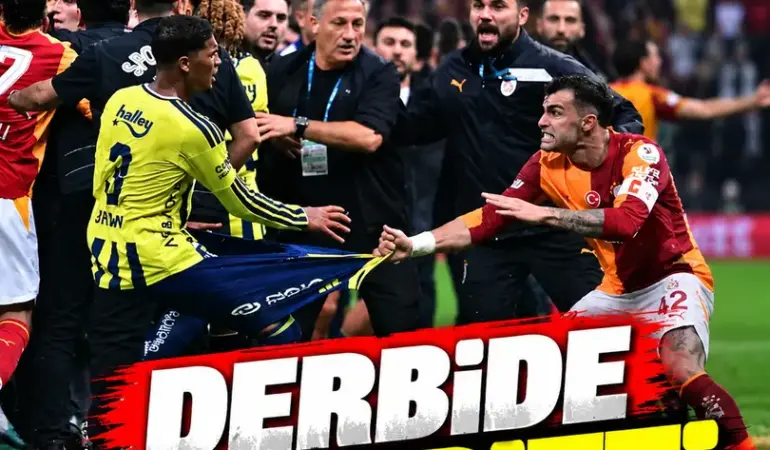 Galatasaray-Fenerbahçe Derbisi Sonrası Saha Karıştı! İki Futbolcuya Kırmızı Kart