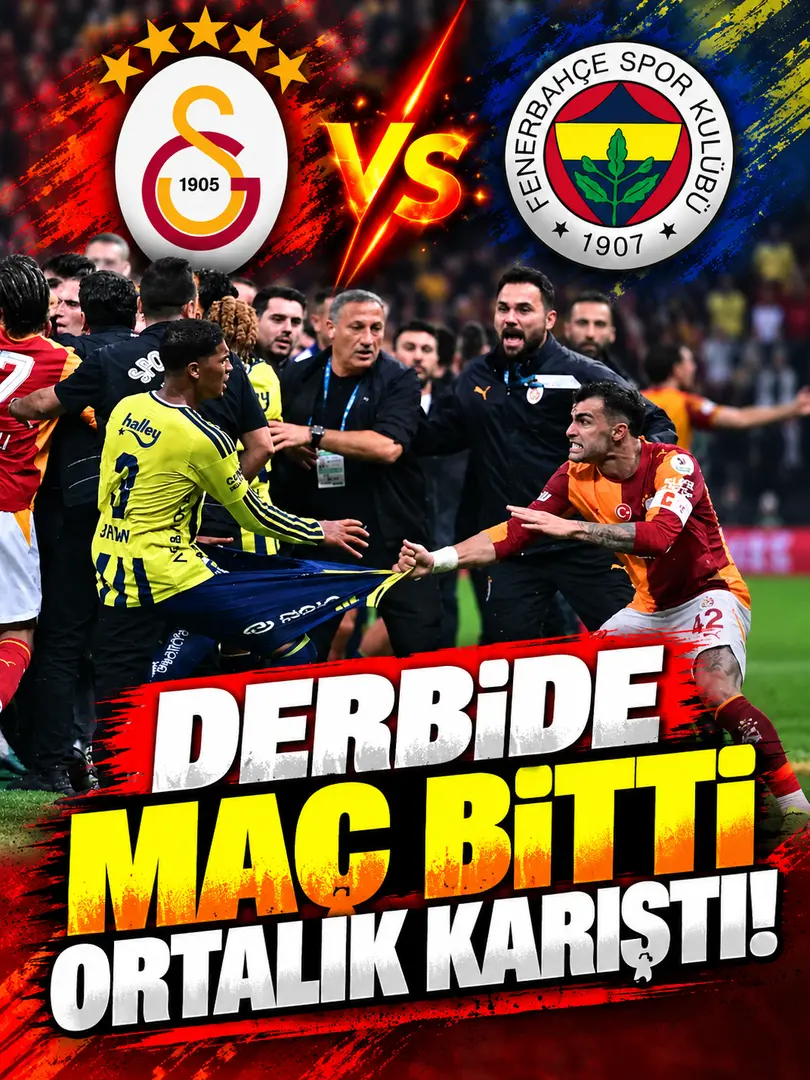 Galatasaray-Fenerbahçe Derbisi Sonrası Saha Karıştı! İki Futbolcuya Kırmızı Kart