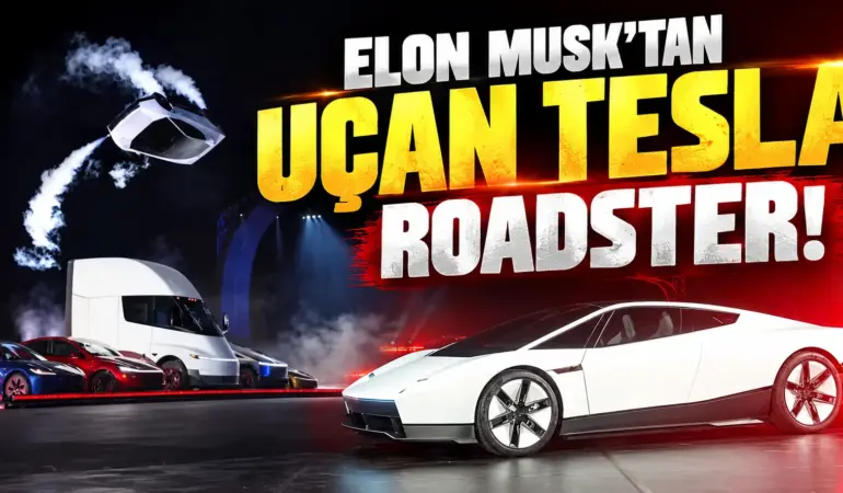 Elon Musk Uçan Tesla Roadster’ı Tanıttı! 0’dan 100’e 0,81 Saniyede Çıkıyor