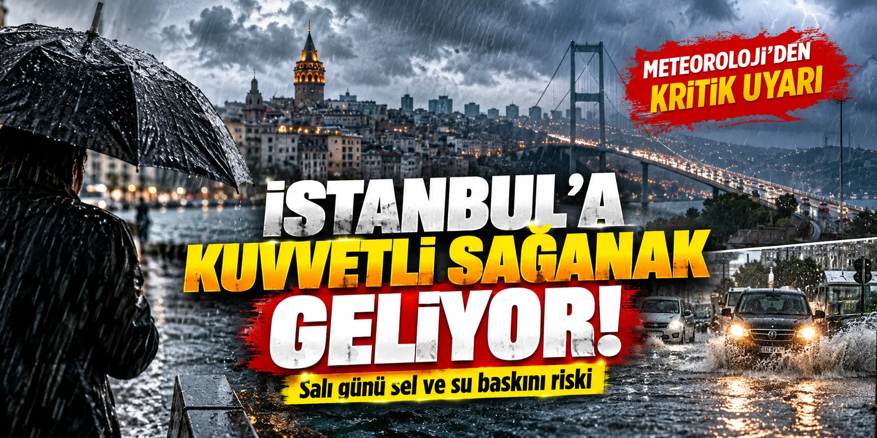 İstanbul’a Kuvvetli Sağanak Uyarısı! Salı Günü Sel ve Su Baskını Riski
