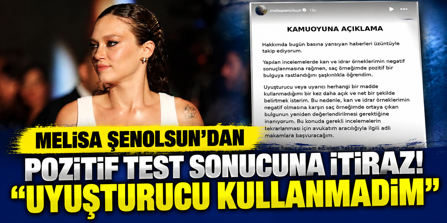 Melisa Şenolsun’dan Pozitif Test Sonucuna İtiraz: “Uyuşturucu Kullanmadım”