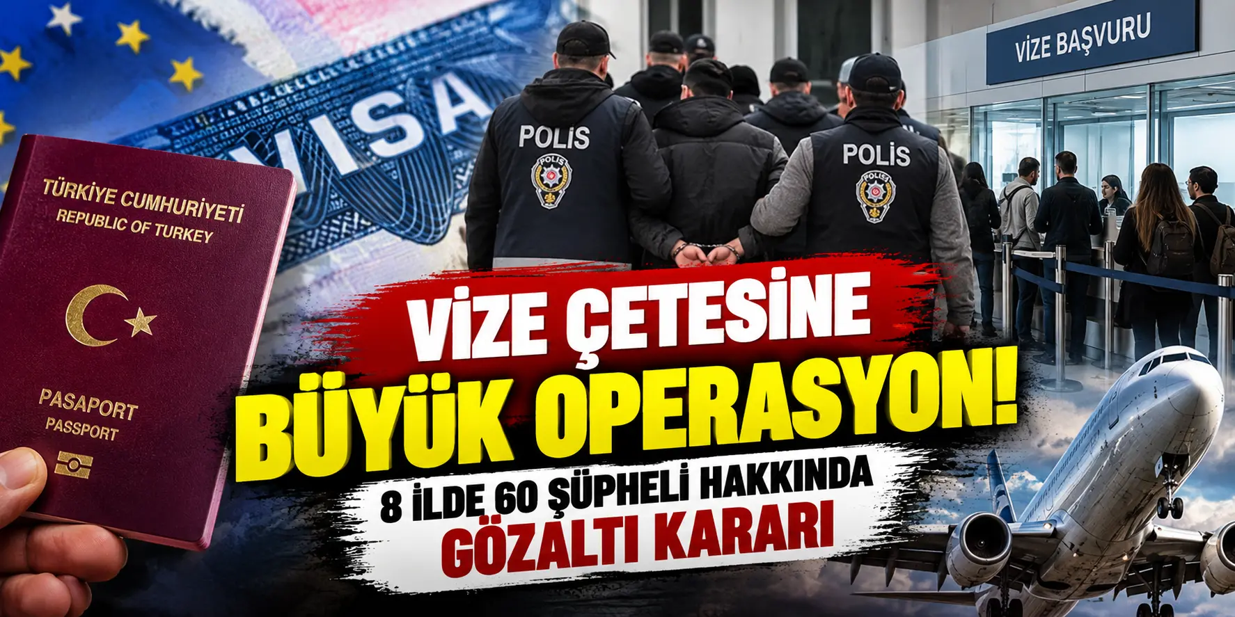 Vize Çetesine Büyük Operasyon! 8 İlde 60 Şüpheli Hakkında Gözaltı Kararı