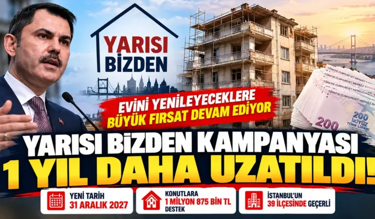 Yarısı Bizden Kampanyası 2027’ye Kadar Uzatıldı! Evini Yenileyeceklere 1 Milyon 875 Bin TL Destek